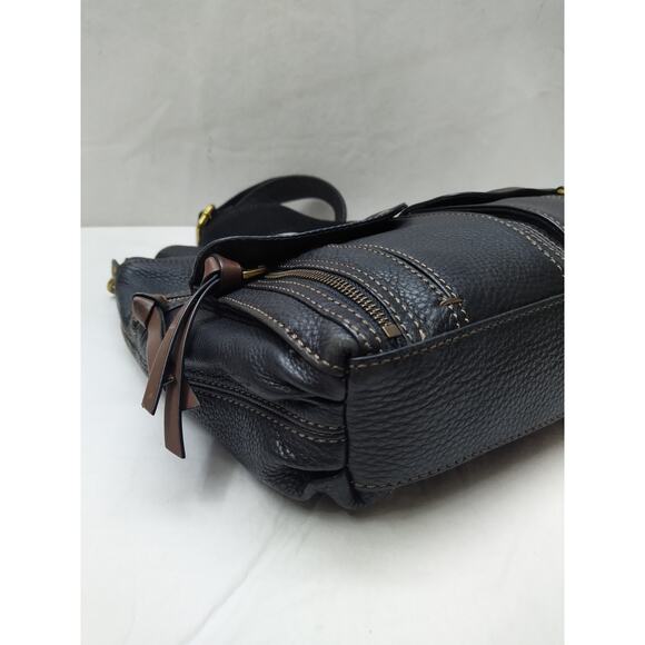 Fossil Black Leather Zipper Pockets Crossbody Bag - Picture 16 of 16